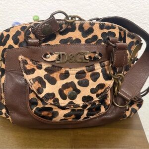 D&G Brown and Leopard Print Shoulder Bag